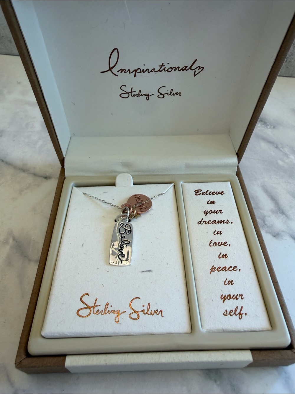 Silver 'Believe' Pendant Necklace - Silver
